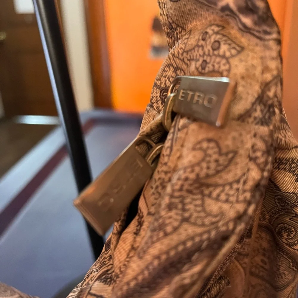 ETRO Tote Shoulder/crossbody Bag Italy Tan/ Brown Paisley Casualq w